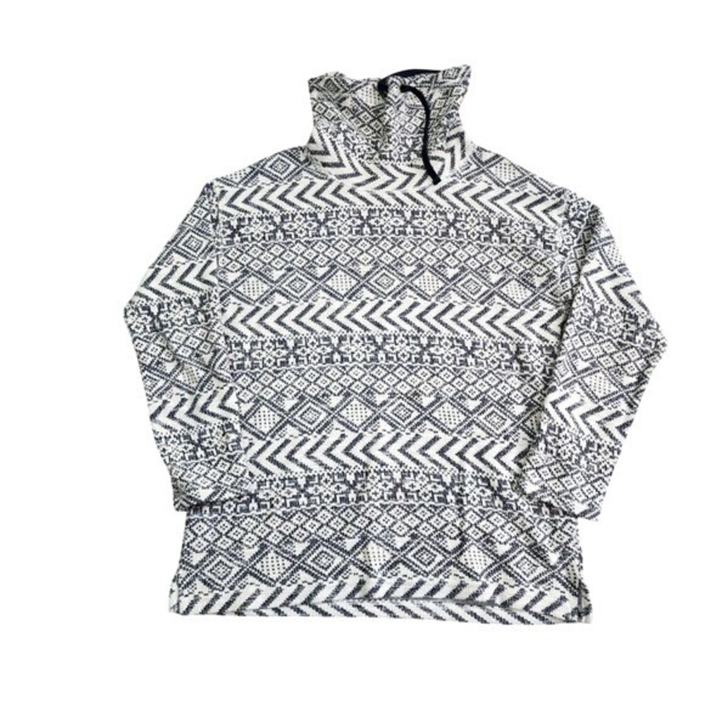 Chaps Cowl Neck Pullover Blue White Pullover Geo Print Aztec Casual M